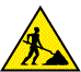 Under construction: worker shoveling dirt