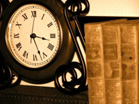 Image of clock and books