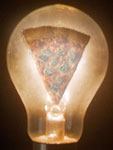 Bulb with pizza inside